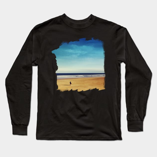 What Now - Surfer On Beach Long Sleeve T-Shirt by DyrkWyst